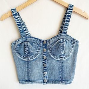 Washed Denim Bustier Style Bralette